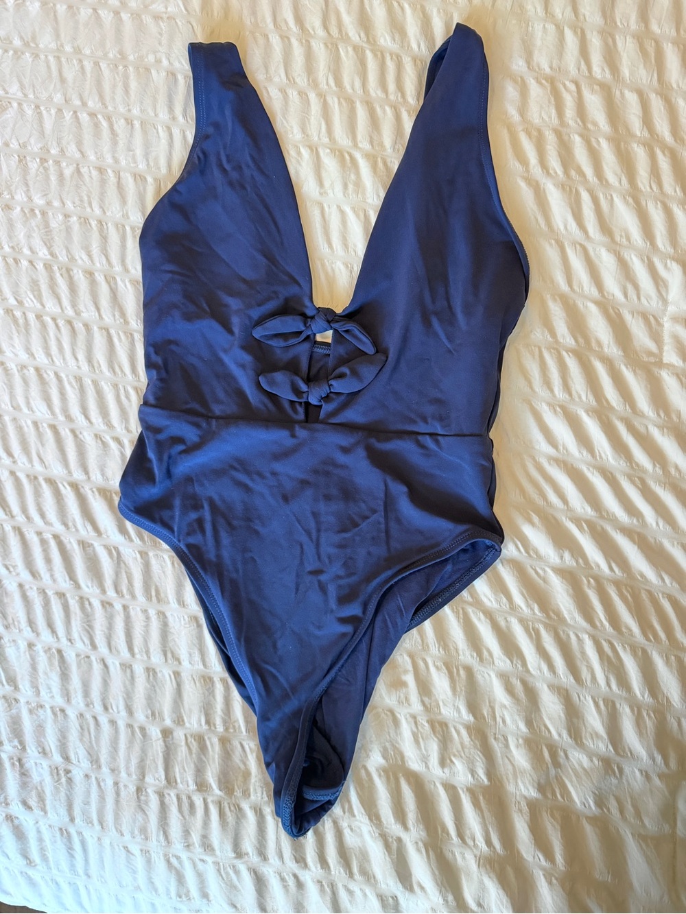 Robin Piccone Deep Navy One-Piece Swimsuit with Front Knot
